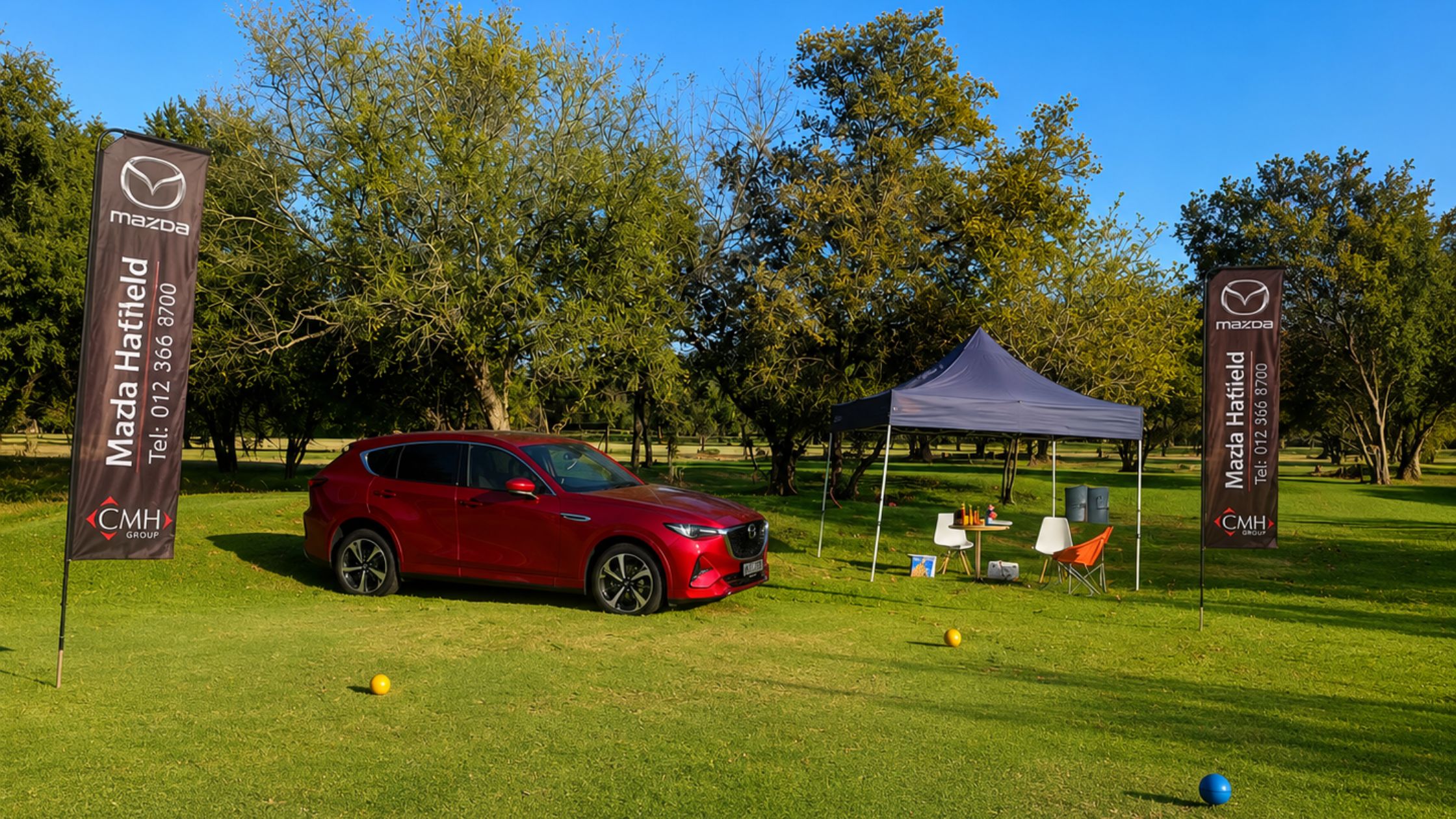 CMH Mazda Hatfield golf day setup image
